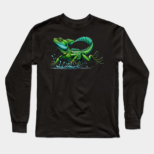 Basilisk Lizard Cool Lizard Art Herpetology Basilisk Lizard Long Sleeve T-Shirt by marchizano